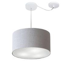 Lustre Pendente Cilíndrico Com Desvio De Centro Md-4256 Cúpula Em Tecido 40x21cm Rustico Cinza - Bivolt - 1