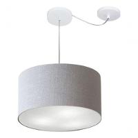Lustre Pendente Cilíndrico Com Desvio De Centro Md-4256 Cúpula Em Tecido 40x21cm Rustico Cinza - Bivolt - 3