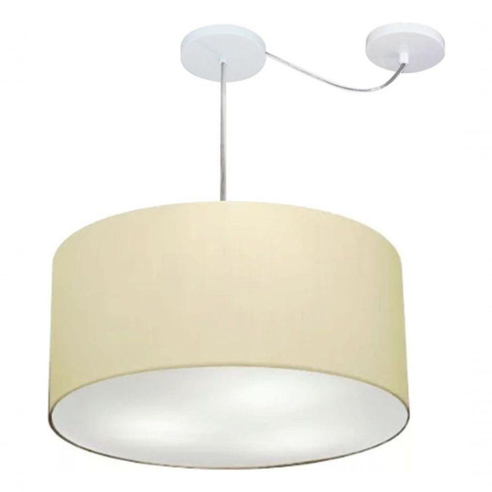 Lustre Pendente Cilíndrico Com Desvio Md-4251 Cúpula Em Tecido 50x30cm Algodão Crú - Bivolt - 3