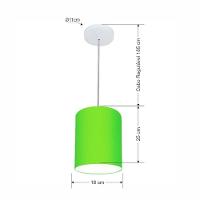 Lustre Pendente Cilíndrico Md-4012 Cúpula Em Tecido 18x25cm Verde Limão - Bivolt - 3