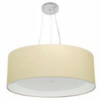 Lustre Pendente Cilíndrico Md-4013 Cúpula Em Tecido 60x25cm Algodão Crú / Branco - Bivolt - 1