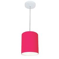 Lustre Pendente Cilíndrico Md-4012 Cúpula Em Tecido 18x25cm Rosa Pink - Bivolt - 1