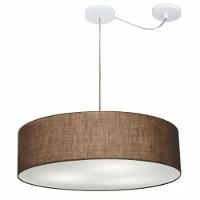 Lustre Pendente Cilíndrico Com Desvio Md-4265 Cúpula Em Tecido 60x15cm Café - Bivolt - 1