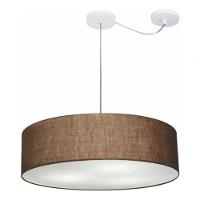 Lustre Pendente Cilíndrico Com Desvio Md-4265 Cúpula Em Tecido 60x15cm Café - Bivolt - 3