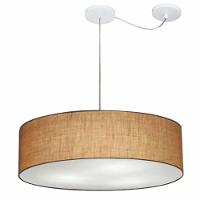 Lustre Pendente Cilíndrico Com Desvio Md-4265 Cúpula Em Tecido 60x15cm Palha - Bivolt - 1