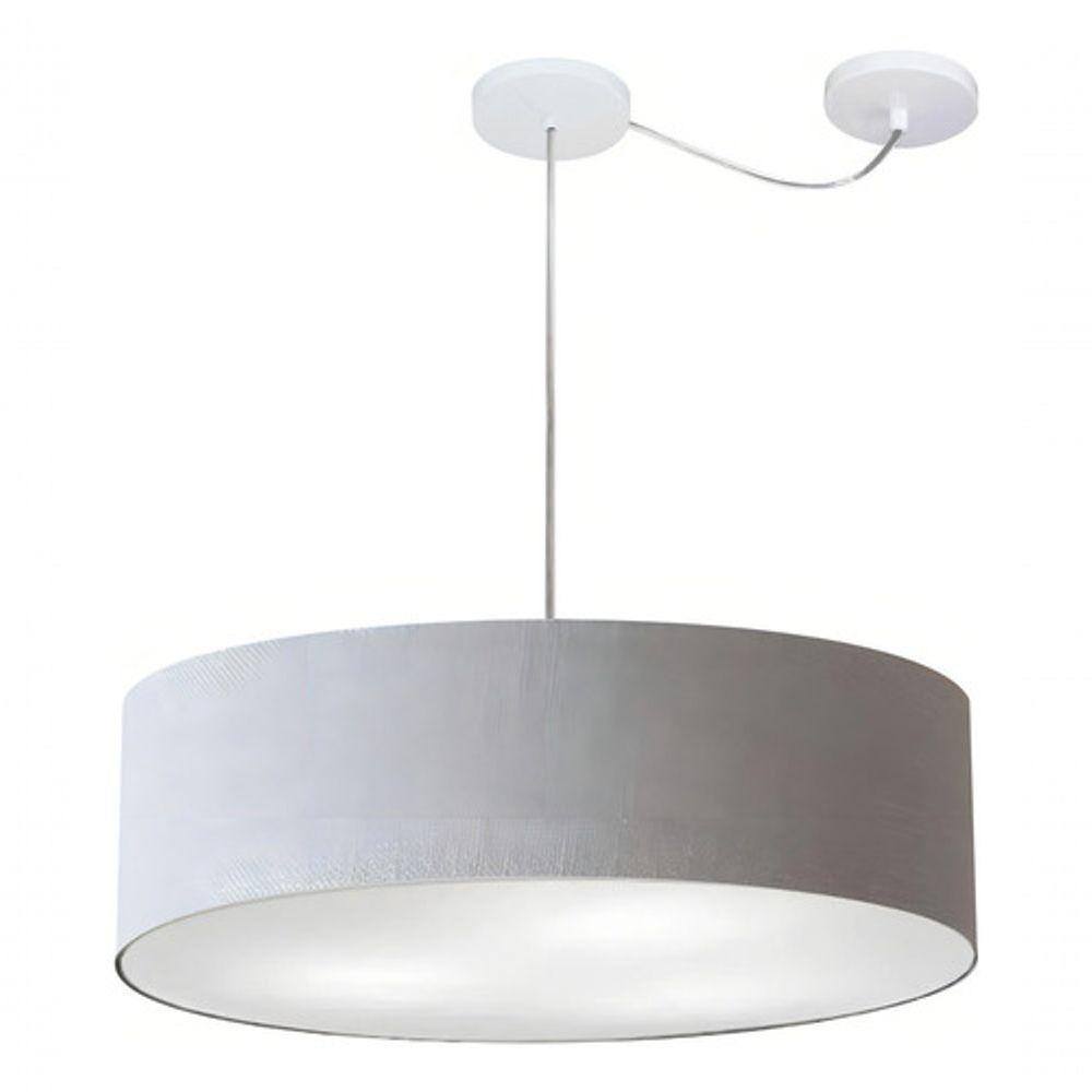 Lustre Pendente Cilíndrico Com Desvio Md-4265 Cúpula Em Tecido 60x15cm Rustico Cinza - Bivolt - 3