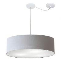 Lustre Pendente Cilíndrico Com Desvio Md-4265 Cúpula Em Tecido 60x15cm Rustico Cinza - Bivolt - 3