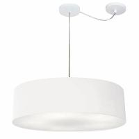 Lustre Pendente Cilíndrico Com Desvio Md-4265 Cúpula Em Tecido 60x15cm Branco - Bivolt - 1