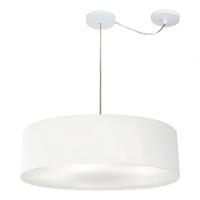 Lustre Pendente Cilíndrico Com Desvio Md-4265 Cúpula Em Tecido 60x15cm Branco - Bivolt - 3