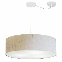 Lustre Pendente Cilíndrico Com Desvio Md-4265 Cúpula Em Tecido 60x15cm Linho Bege - Bivolt - 1