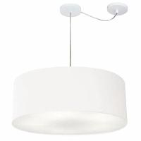 Lustre Pendente Cilíndrico Com Desvio Md-4266 Cúpula Em Tecido 60x21cm Branco - Bivolt - 1