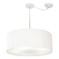Lustre Pendente Cilíndrico Com Desvio Md-4266 Cúpula Em Tecido 60x21cm Branco - Bivolt - 3