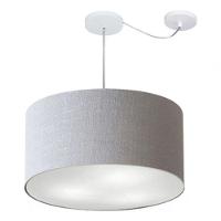 Lustre Pendente Cilíndrico Com Desvio Md-4264 Cúpula Em Tecido 55x30cm Rustico Cinza - Bivolt - 3