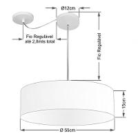 Lustre Pendente Cilíndrico Com Desvio Md-4262 Cúpula Em Tecido 55x15cm Rustico Bege - Bivolt - 4
