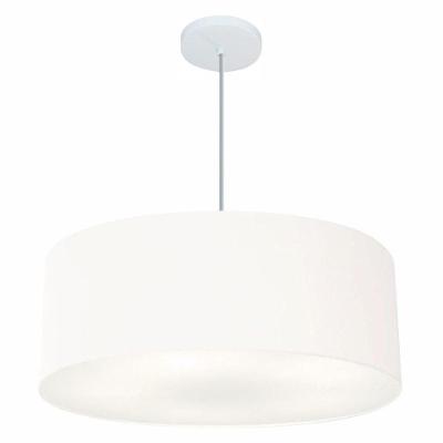 Lustre Pendente Cilíndrico Md-4079 Cúpula Em Tecido 60x21cm Branco - Bivolt