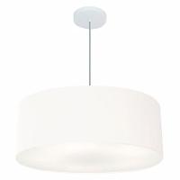 Lustre Pendente Cilíndrico Md-4079 Cúpula Em Tecido 60x21cm Branco - Bivolt - 1