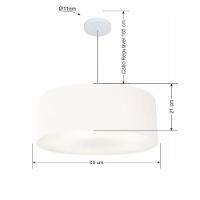 Lustre Pendente Cilíndrico Md-4079 Cúpula Em Tecido 60x21cm Branco - Bivolt - 2