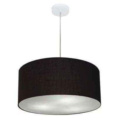 Lustre Pendente Cilíndrico Md-4049 Cúpula Em Tecido 50x21cm Preto - Bivolt