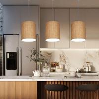 Lustre Pendente Cilíndrico Md-4012 Cúpula Em Tecido 18x25cm Palha - Bivolt - 2