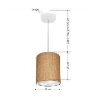 Lustre Pendente Cilíndrico Md-4012 Cúpula Em Tecido 18x25cm Palha - Bivolt - 3