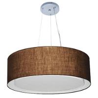 Lustre Pendente Cilíndrico Duplo Md-4126 Cúpula Em Tecido 80x30cm Café - Bivolt - 1