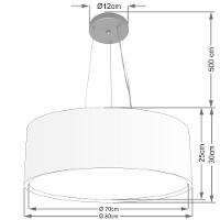 Lustre Pendente Cilíndrico Duplo Md-4126 Cúpula Em Tecido 80x30cm Café - Bivolt - 2