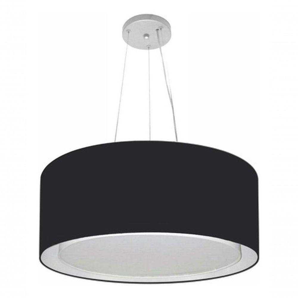 Lustre Pendente Cilíndrico Duplo Md-4124 Cúpula Em Tecido 50x25cm Preto - Bivolt - 3