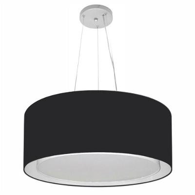 Lustre Pendente Cilíndrico Duplo Md-4124 Cúpula Em Tecido 50x25cm Preto - Bivolt