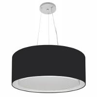 Lustre Pendente Cilíndrico Duplo Md-4124 Cúpula Em Tecido 50x25cm Preto - Bivolt - 1