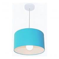 Lustre Pendente Cilíndrico Md-4031 Cúpula Em Tecido 40x21cm Azul Bebê - Bivolt - 3