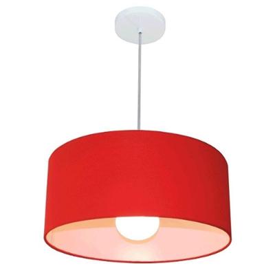 Lustre Pendente Cilíndrico Md-4052 Cúpula Em Tecido 50x21cm Vermelho - Bivolt