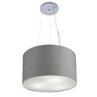Lustre Pendente Cilíndrico Md-4009 Cúpula Em Tecido 40x21cm Rustico Cinza - Bivolt - 1