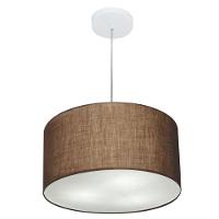 Lustre Pendente Cilíndrico Md-4019 Cúpula Em Tecido 40x21cm Café - Bivolt - 1