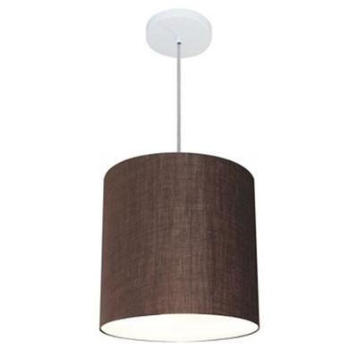 Lustre Pendente Cilíndrico Md-4036 Cúpula Em Tecido 30x31cm Café - Bivolt