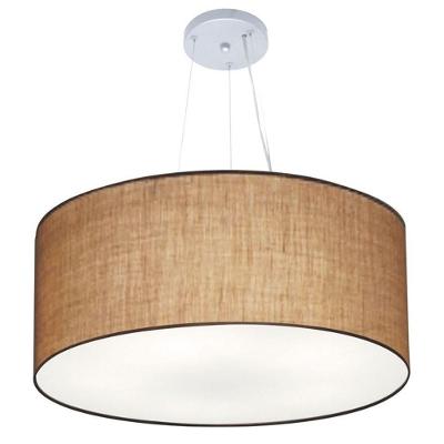 Lustre Pendente Cilíndrico Md-4074 Cúpula Em Tecido 60x30cm Palha - Bivolt