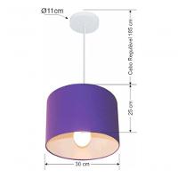 Lustre Pendente Cilíndrico Md-4113 Cúpula Em Tecido 30x25cm Roxo - Bivolt - 4