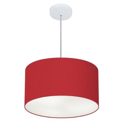 Lustre Pendente Cilíndrico Md-4099 Cúpula Em Tecido 40x25cm Bordo - Bivolt