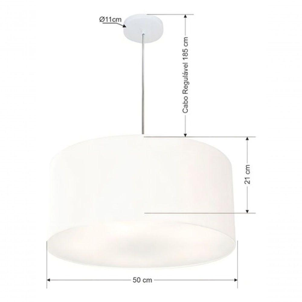 Lustre Pendente Cilíndrico Md-4049 Cúpula Em Tecido 50x21cm Café - Bivolt - 5