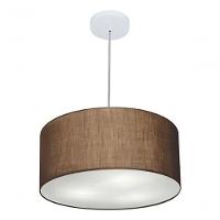 Lustre Pendente Cilíndrico Md-4049 Cúpula Em Tecido 50x21cm Café - Bivolt