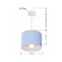 Lustre Pendente Cilíndrico Md-4054 Cúpula Em Tecido 30x21cm Azul Bebê - Bivolt - 2
