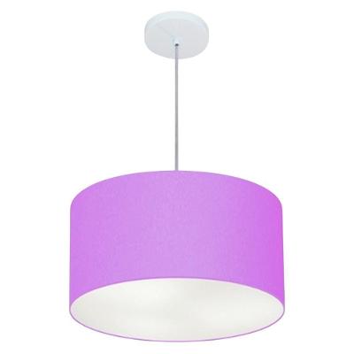 Lustre Pendente Cilíndrico Md-4099 Cúpula Em Tecido 40x25cm Lilás - Bivolt
