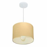Lustre Pendente Cilíndrico Md-4054 Cúpula Em Tecido 30x21cm Algodão Crú - Bivolt - 1