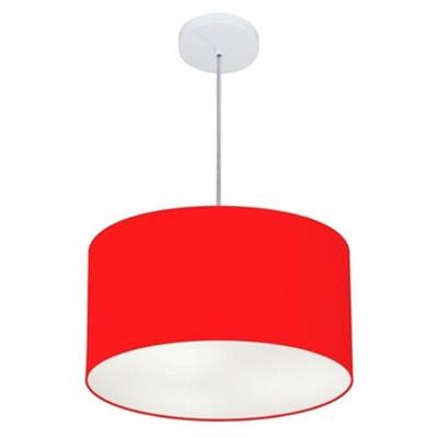 Lustre Pendente Cilíndrico Md-4099 Cúpula Em Tecido 40x25cm Vermelho - Bivolt
