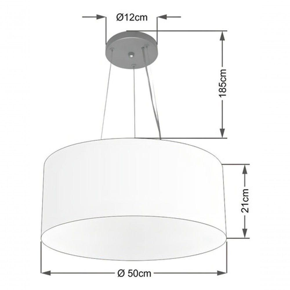 Lustre Pendente Cilíndrico Md-4047 Cúpula Em Tecido 50x21cm Café - Bivolt - 4