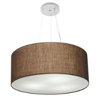 Lustre Pendente Cilíndrico Md-4047 Cúpula Em Tecido 50x21cm Café - Bivolt - 1