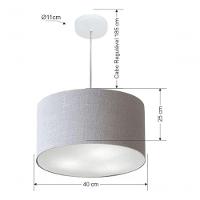 Lustre Pendente Cilíndrico Md-4099 Cúpula Em Tecido 40x25cm Rustico Cinza - Bivolt - 5