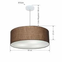 Lustre Pendente Cilíndrico Md-4079 Cúpula Em Tecido 60x21cm Café - Bivolt - 2
