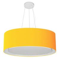 Lustre Pendente Cilíndrico Duplo Md-4125 Cúpula Em Tecido 60x25cm Laranja - Bivolt - 1
