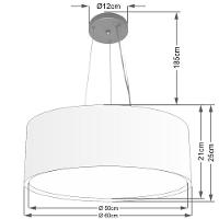 Lustre Pendente Cilíndrico Duplo Md-4125 Cúpula Em Tecido 60x25cm Laranja - Bivolt - 2