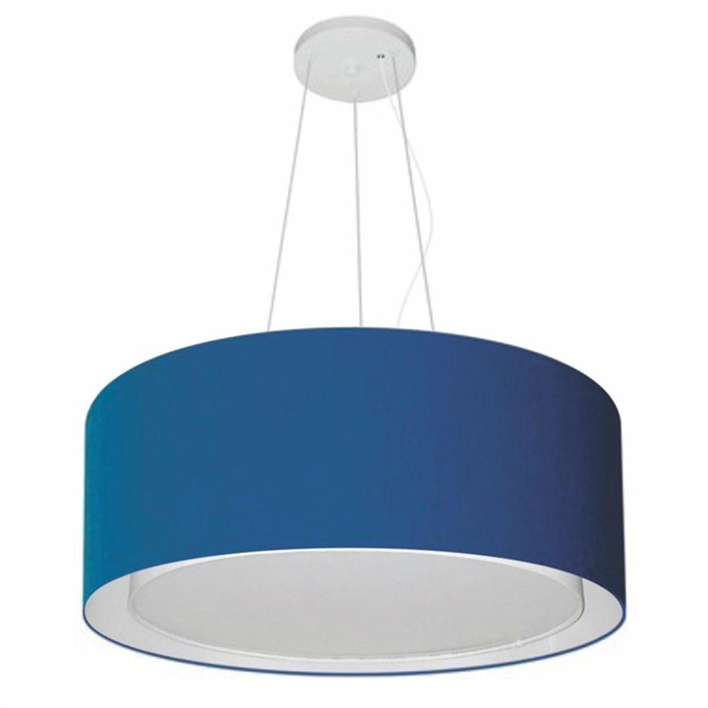Lustre Pendente Cilíndrico Duplo Md-4124 Cúpula Em Tecido 50x25cm Azul Marinho - Bivolt - 1